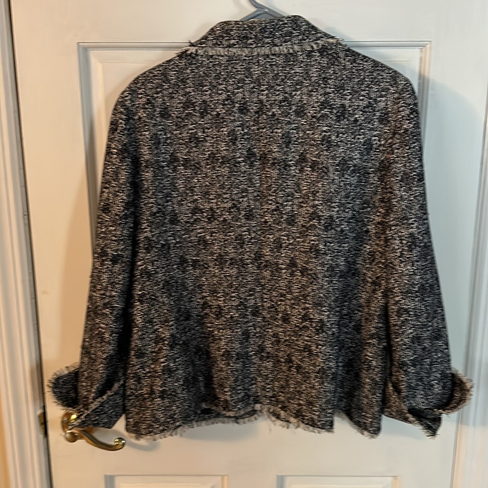 Talbots tweed fringe edge blazer navy 7683 - Picture 2 of 3